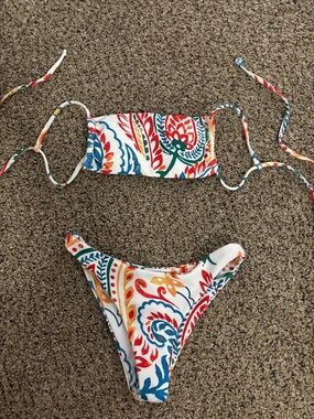 SHEIN White Multicolor Floral Swim Suit